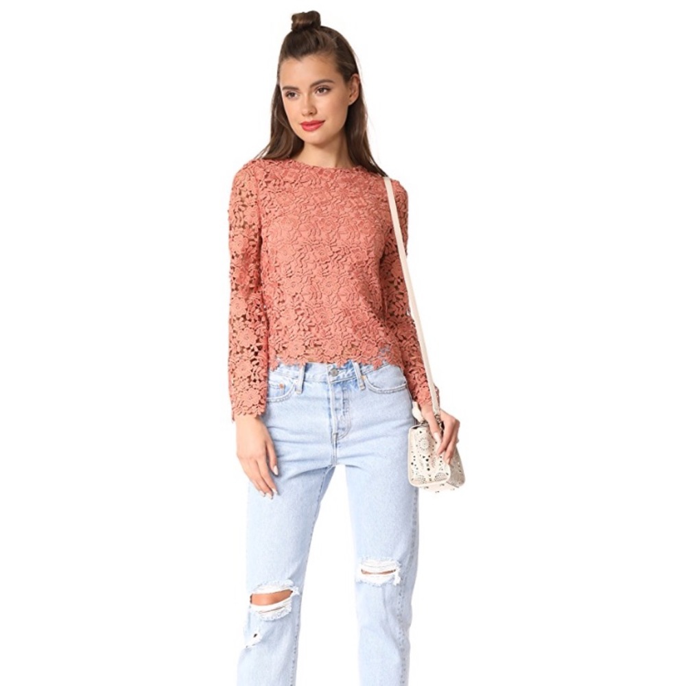 Alice + Olivia Pasha Bell Sleeve Crew Neck Top